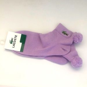 NWT LACOSTE Women’s Purple PomPom Ankle Socks